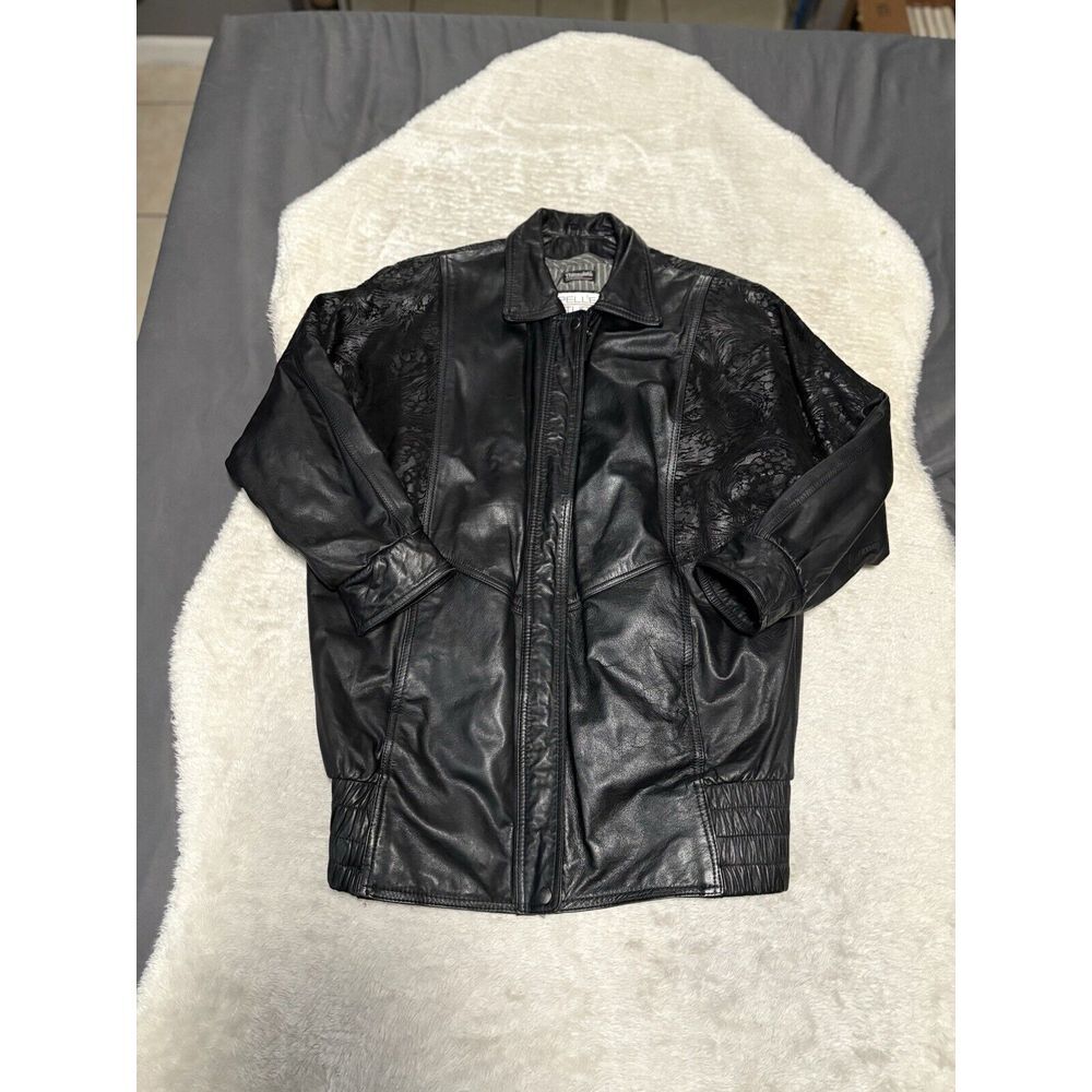 Pelle Studio‎ Thinsulate Black Leather Zip Jacket Moto Y2K Mens Medium